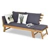 Costway Wood Couch Sofa Bed Recliner W/cushions Grey