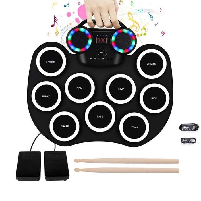 Catzon Portable Hand Roll Electronic Drum with Colorful Lights