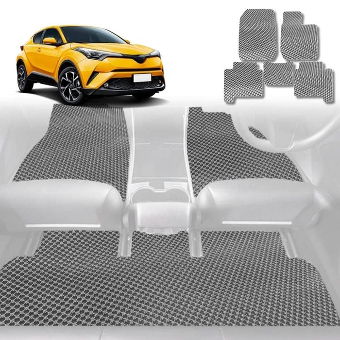 6D Diamond Car Floor Mats for Toyota C-HR 2017-2023-Full Set-Grey-Outback GT