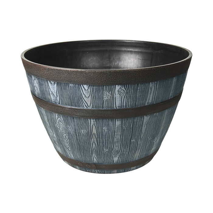 EDEN 51cm Grey and Bronze Whiskey Half Barrel Planter