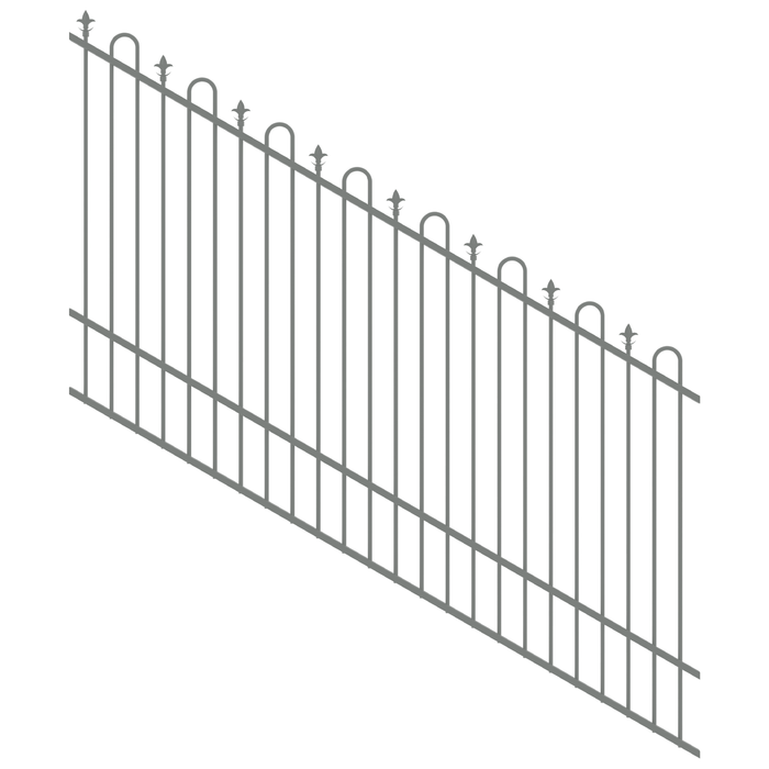 ProtectorAl 1201 - 2400 x 1500mm Palladium Silver Raked 16-30º Loop And Spear Top Pool Fence Panel