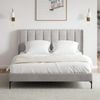 Brooklyn Queen Taupe White Velvet Upholstered Bed Frame