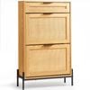 Vevor 64.69x26.28x102.79cm Rattan Shoe Cabinet with 2 Flip Drawers and 1 Slide Drawer