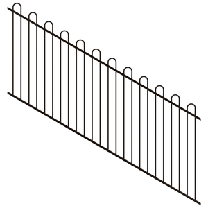 ProtectorAl 1201-2400W x 1200H Satin Black Loop Top Pool Fence Panel Raked 16-30º - Black