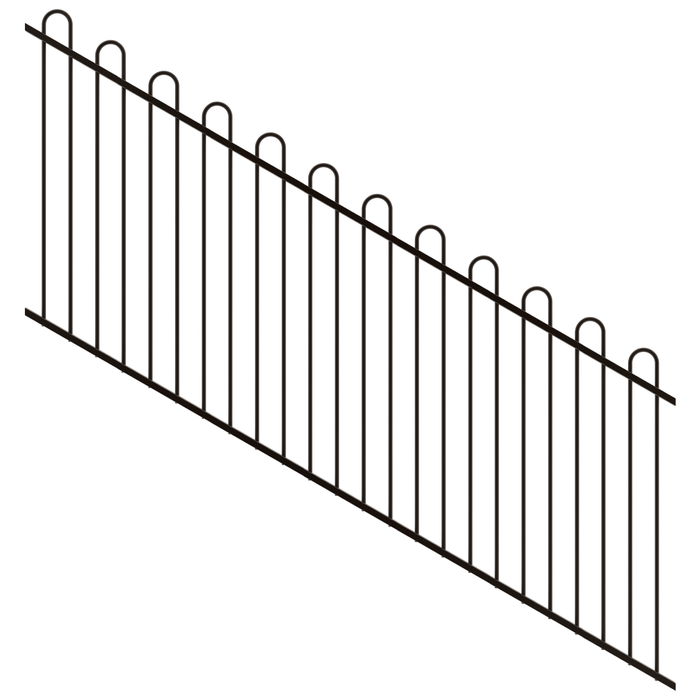 ProtectorAl 1201-2400W x 1200H Satin Black Loop Top Pool Fence Panel Raked 16-30º - Black