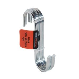 Taskmaster 100 x 30 x 5mm Steel S Hook - 4 Pack