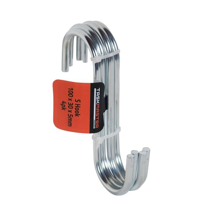 Taskmaster 100 x 30 x 5mm Steel S Hook - 4 Pack