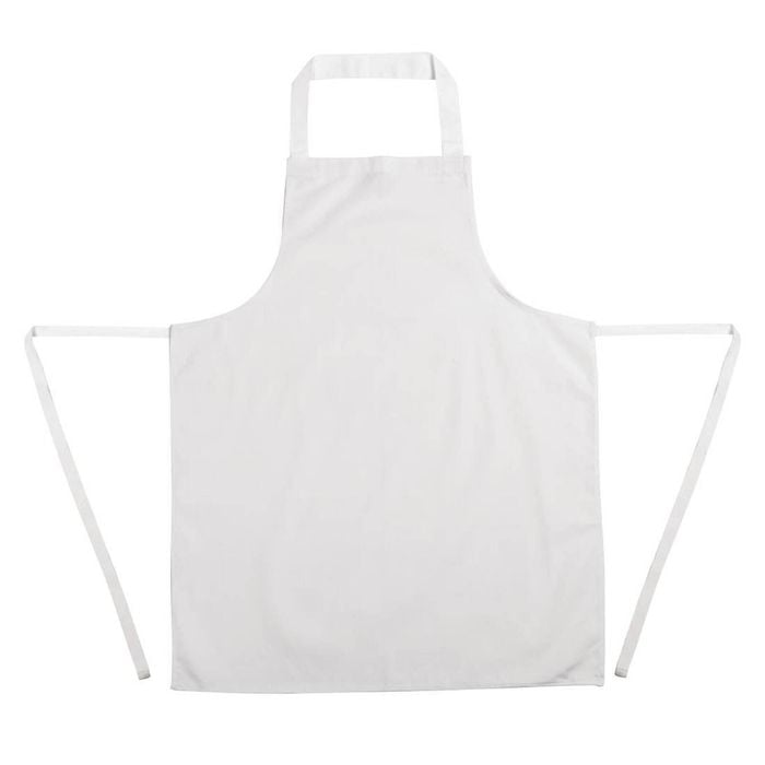 Whites Classic Chefs Clothing Bib Apron Polycotton White Commercial Kitchen Catering Hospitality Uniform
