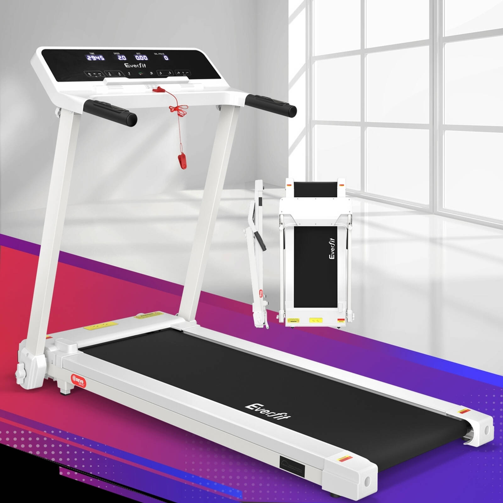 Everfit electric treadmill home gym exercise running machine fitness equipment compact fully foldable 420mm belt black outlet