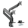 Brateck Aluminum Heavy-duty Gas Spring Dual Monitor Arm - Black