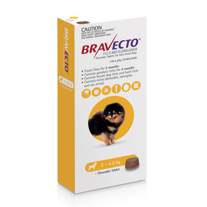 Bravecto For Very Small Dogs (2-4.5kg) Yellow - 1 Pack
