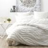 Cloud Linen Wave 100% Cotton Chenille Vintage Washed Tufted Quilt Cover Set Super King White