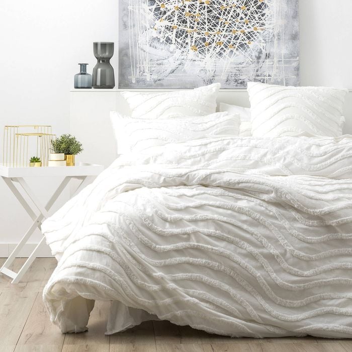 Cloud Linen Wave 100% Cotton Chenille Vintage Washed Tufted Quilt Cover Set Super King White
