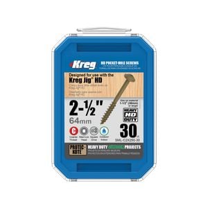 Kreg 64mm Protec-Kote™ Heavy Duty Coarse Thread MaxiLoc Head Pocket-Hole Screws - 30 Pack