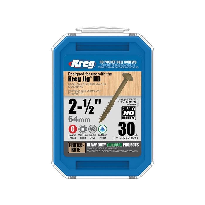 Kreg 64mm Protec-Kote™ Heavy Duty Coarse Thread MaxiLoc Head Pocket-Hole Screws - 30 Pack