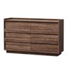 Oikiture 6 Chest Of Drawers Lowboy Dresser Handle-Free Storage Cabinet Walnut