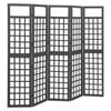 vidaXL Solid Fir Wood 5-Panel Room Divider/Trellis Black 201.5 cm Trellis