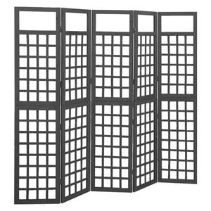 vidaXL Solid Fir Wood 5-Panel Room Divider/Trellis Black 201.5 cm Trellis
