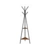 Black Coat Rack Stand Industrial Style 2 Shelves Clothes