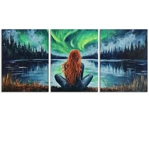 3pcs Northern Lights & Silhouette Aurora Print 100% Australian Made 3 x 40x60cm (Metal Print)