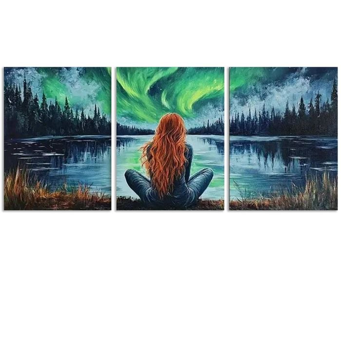 3pcs Northern Lights & Silhouette Aurora Print 100% Australian Made 3 x 40x60cm (Metal Print)