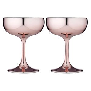 Tempa Aurora 2 Piece Coupe Glass Set 220ml  9.5X9.5X12.5cm  - Rose
