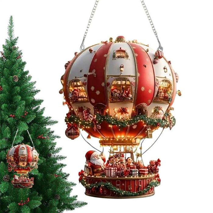 Catzon Hot Air Balloon 2D Christmas Ornament Acrylic Piece