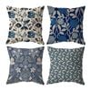 Catzon 4 Pcs Vintage Floral Pillow Covers Cotton Linen Pillowcases for Couch-E