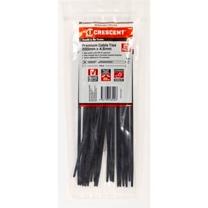 Crescent 200 x 4.6mm Black Cable Ties - 25 Pack