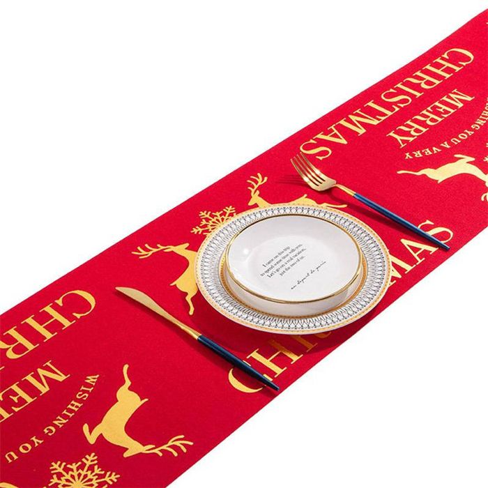 Catzon Red Elk Christmas Table Runner 9FT