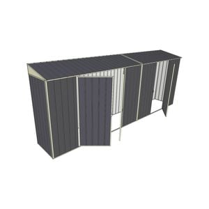 Build-a-Shed 0.8 x 5.2 x 2m Skillion Shed with Double and Single Hinged Side Doors - Grey