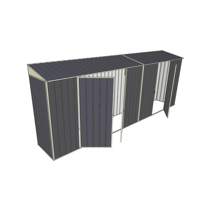 Build-a-Shed 0.8 x 5.2 x 2m Skillion Shed with Double and Single Hinged Side Doors - Grey