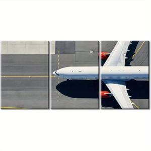 3pcs Modern Airplane Runway Aviation Print 100% Australian Made 3 x 40x60cm (Metal Print)