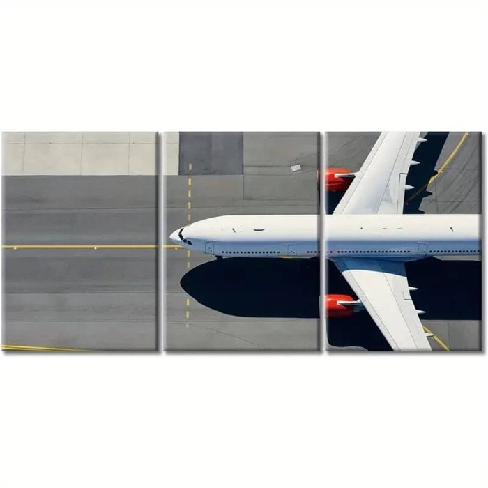 3pcs Modern Airplane Runway Aviation Print 100% Australian Made 3 x 40x60cm (Metal Print)