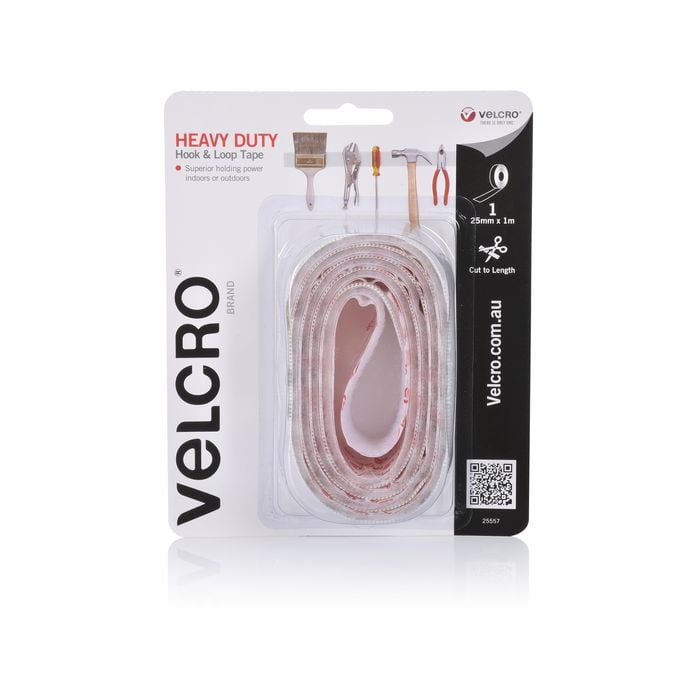 VELCRO Brand 25mm x 1m White Heavy Duty Hook And Loop Tape