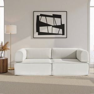 Homfurn Sofa Bed, Beign Corduroy Fabric, 300kg Capacity