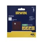 IRWIN 115 x 110mm 120 Grit 6 Holes 1/4 Sheet Sanding Sheets - 5 Pack
