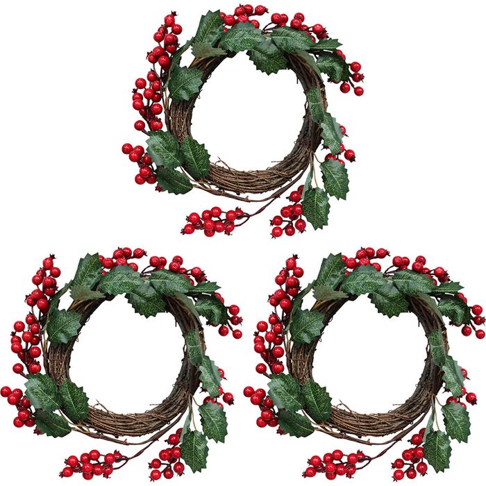 3x LVD Wreath W Berries Large Decorative Sculpture Ornament Home/Lounge Decor