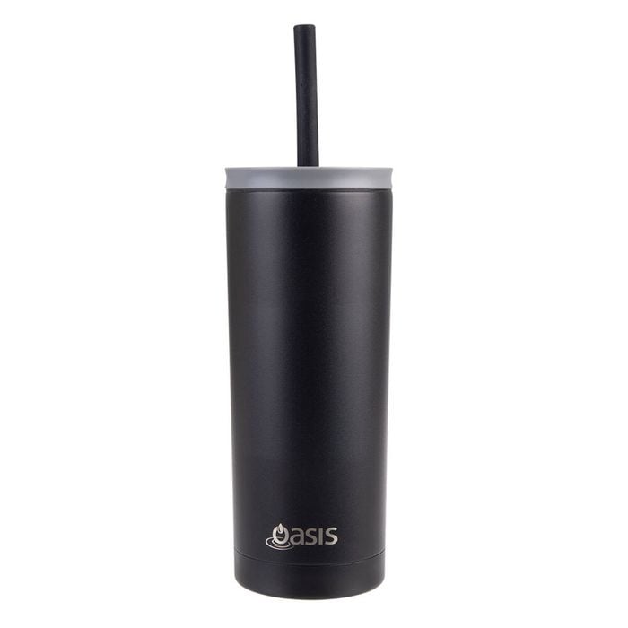 Oasis Super Sipper Stainless Steel Insulated Tumbler w/ Straw 600ml Black