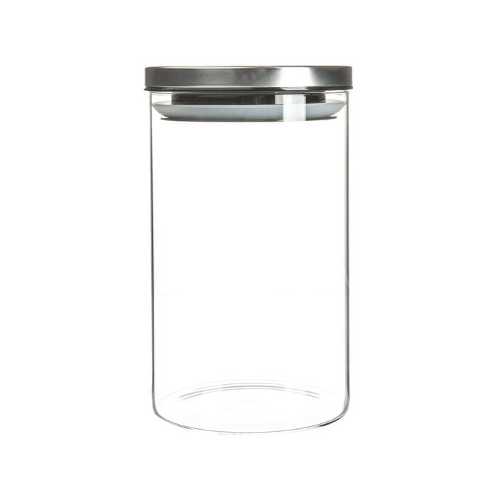Argon Tableware Glass Storage Jar with Metal Lid - Silicone Seal - 1 Litre