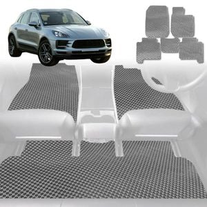 6D Diamond Car Floor Mats for Porsche Macan 2014-Current-Full Set-Grey-Outback GT
