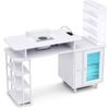 Advwin Manicure Table Dust with Dust Collector LED Light Charging Station White