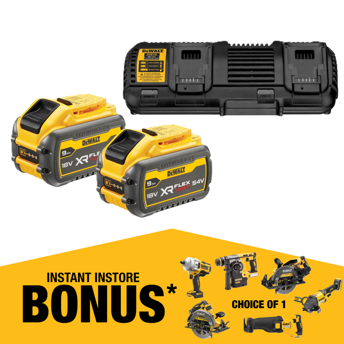 DeWALT 18/54V Flexvolt Battery Charger Kit With 2 x 9.0ah Battery