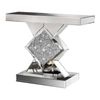 P&P Silver Mirrored Console Table with Broken Diamond Detail for Narrow Hallways Interior