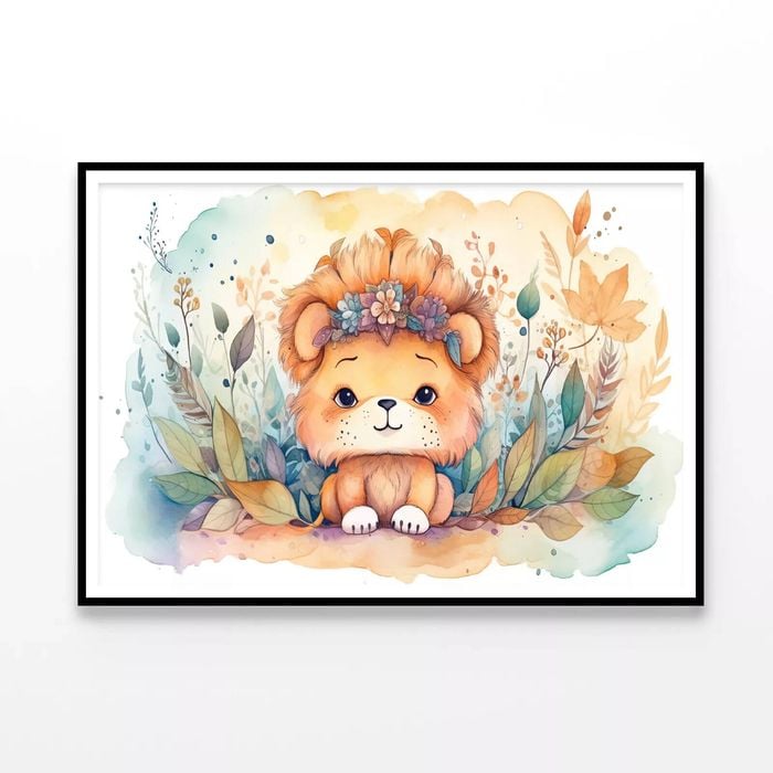 Lion Cub Watercolor Style   Print 100% Australian Made 120x90cm  (Poster)