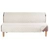 Smarcute 3 Seater Quilted Reversible Armless Futon Sofa Bed Cover Couch Cushion Ivory
