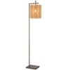 Telbix Lyndra Contemporary Standing Floor Lamp Light Foot Switch Metal Natural Fiber Bronze Natural Patina