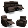 North Star 1+1+3 Seater Electric Power Genuine Leather Recliner Sofa Lounge Chocolate