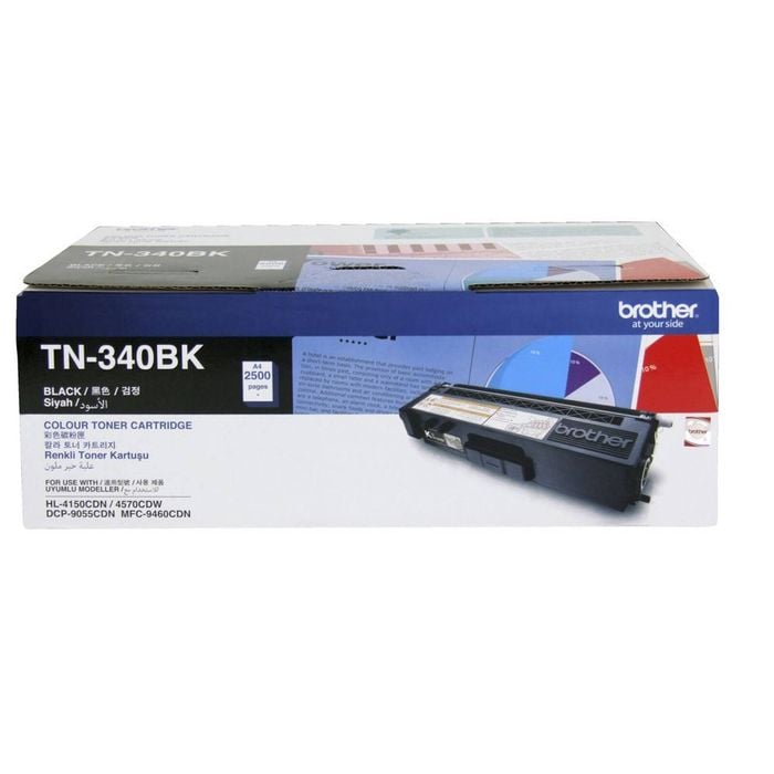 Brother Tn-340bk Colour Laser Toner - Standard Yield Black, Hl-4150cdn/4570cdw, Dcp-9055cdn, Mfc-9460cdn/9970cdw - 2500 Pages