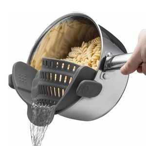 Catzon Silicone Pasta Strainer Heat Resistant Colander-Grey